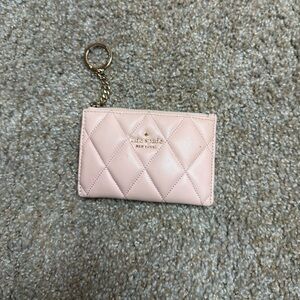 Kate Spade Blush Quilted Card Holder with Gold Chain